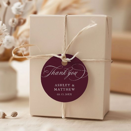 Burgundy Romantic Writhapril'結婚s Thank You フェイバータグ