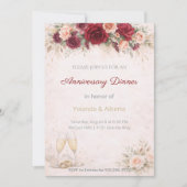 Burgundy Rose Anniversary Dinner Invitation 招待状 (正面)