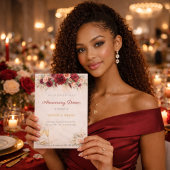 Burgundy Rose Anniversary Dinner Invitation 招待状