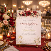 Burgundy Rose Anniversary Dinner Invitation 招待状