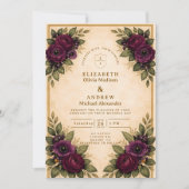 Burgundy Rose Autumn Wedding 招待状 (正面)