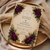 Burgundy Rose Autumn Wedding 招待状