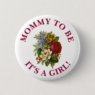 Burgundy Rose BoquetベビーシャワーになるMommy 缶バッジ