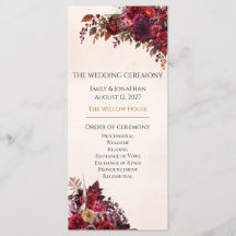 Burgundy Rose Botanical Autumn Wedding Ceremony