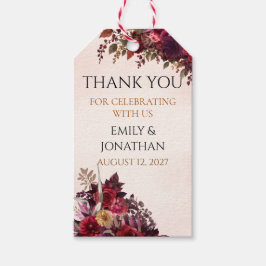 Burgundy Rose Botanical Autumn Wedding Favor Tag ギフトタグ