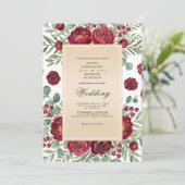 Burgundy Rose Botanical Wedding 招待状 (スタンド正面)