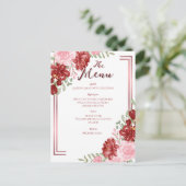 Burgundy & Rose Floral Wedding ポストカード (スタンド正面)