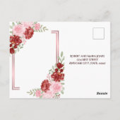 Burgundy & Rose Floral Wedding ポストカード (裏面)