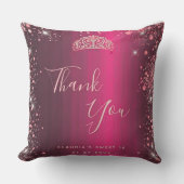 Burgundy Rose Gold Floral Sweet 16 Thank You クッション (正面)