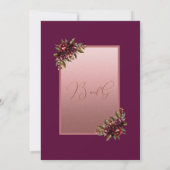 Burgundy Rose Gold Script Floral Wedding 招待状 (裏面)