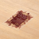 Burgundy rose gold union frame アクリル招待状 (レイダウン)