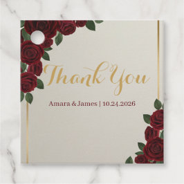 Burgundy Rose & Gold Wedding Favor Tags フェイバータグ