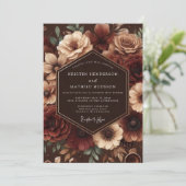 Burgundy Rose Moody Romance Wedding 招待状 (スタンド正面)