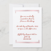 Burgundy & Rose on White Elegant Floral Wedding 招待状 (裏面)