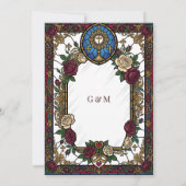Burgundy Rose Stained Glass Catholic Wedding 招待状 (裏面)