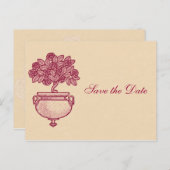 Burgundy Rosebush on Cream日付ポストカードを保存 案内ポストカード (正面/裏面)