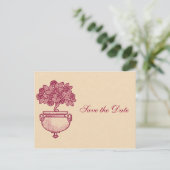 Burgundy Rosebush on Cream日付ポストカードを保存 案内ポストカード (スタンド正面)