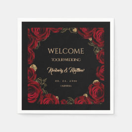Burgundy Roses Boho Wedding スタンダードカクテルナプキン
