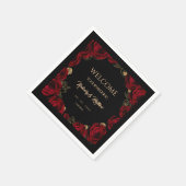 Burgundy Roses Boho Wedding スタンダードカクテルナプキン (角)