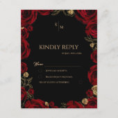 Burgundy Roses Boho Wedding 出欠カード (正面)