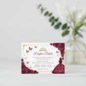 Burgundy Roses Gold Quinceanera Reception Details エンクロージャーカード (スタンド正面)