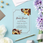 Burgundy Roses Sunflowers Bridal Shower アクリル招待状 (インサイチュ (ウェディング))