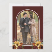 Burgundy Roses Sunflowers Photo Wedding セーブザデート (裏面)
