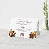 Burgundy Roses Sunflowers QR Code Wedding 招待状 (裏面)