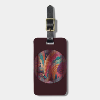Burgundy Round Stripe Luggage Tag – Customizable ラゲッジタグ