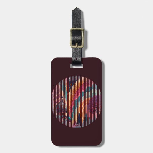 Burgundy Round Stripe Luggage Tag – Customizable ラゲッジタグ (正面縦)