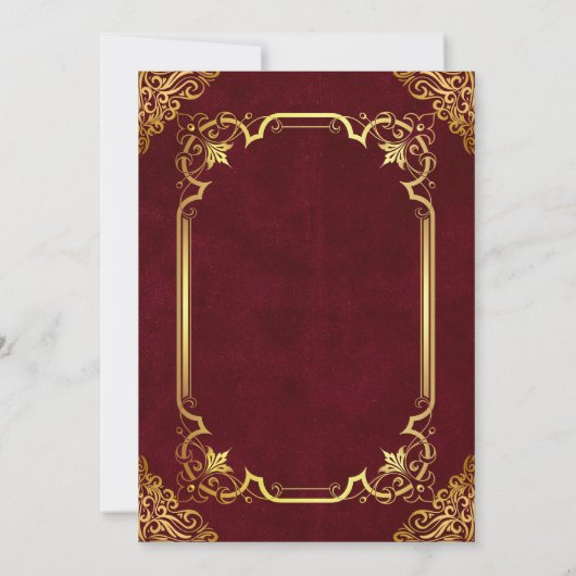 Burgundy Royal Medieval Gold Wedding 招待状 (裏面)