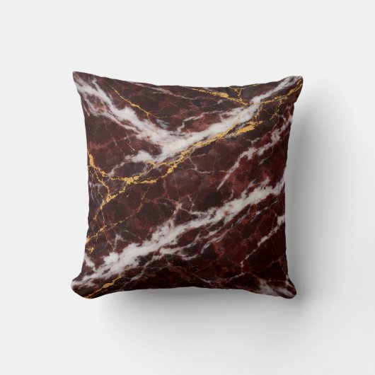 Burgundy Royale Marble with White & Gold Veining クッション (正面)