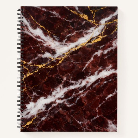 Burgundy Royale Marble with White & Gold Veining ノートブック (正面)