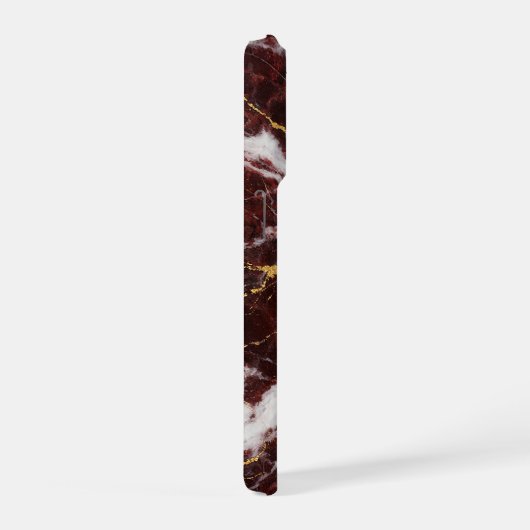 Burgundy Royale Marble with White & Gold Veining iPhoneケース (右側面)