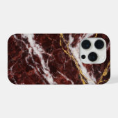 Burgundy Royale Marble with White & Gold Veining iPhoneケース (裏面横)
