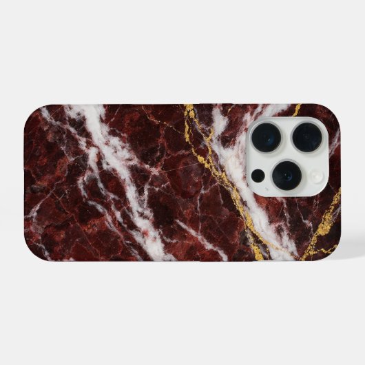 Burgundy Royale Marble with White & Gold Veining iPhoneケース (裏面横)
