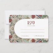 Burgundy RSVPの結婚Insertヴィンテージアールヌーボー 招待状 (正面)