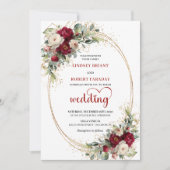 Burgundy Rustic Bohemian Floral Wedding Invite 招待状 (正面)