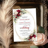Burgundy Rustic Bohemian Floral Wedding Invite 招待状