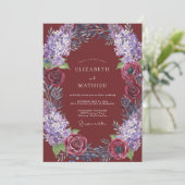 Burgundy Rustic Floral Wedding 招待状 (スタンド正面)