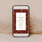 Burgundy Rustic Gold Pattern Thanksgiving Dinner 招待状
