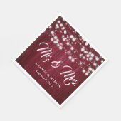 Burgundy Rustic Wood String Lights Mr and Mrs スタンダードランチョンナプキン (角)