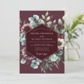 Burgundy Sage Anemone Wedding 招待状 (スタンド正面)