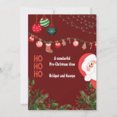 burgundy Santa & Ornaments Christmas Party 招待状 (裏面)