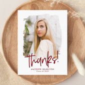 Burgundy Script名門私立校風の写真卒業 ポストカード