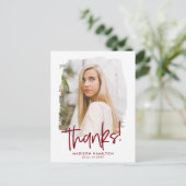 Burgundy Script名門私立校風の写真卒業 ポストカード (スタンド正面)