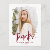 Burgundy Script名門私立校風の写真卒業 ポストカード (正面)