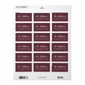 Burgundy Script Family Return Address Label ラベル (フルシート)