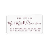 Burgundy Script Futureミセス・差出人住所 ラベル (正面)