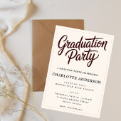 Burgundy Script Graduation Party Invitation 案内状